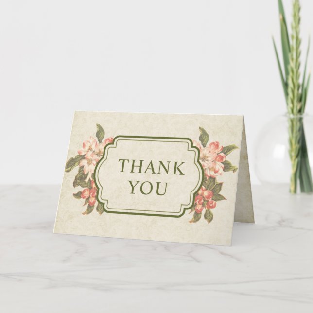 Vintage Apple Blossom Thank You Card (Front)