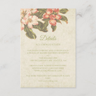 Vintage Apple Blossom Wedding Details Card