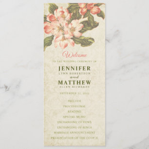 Vintage Apple Blossom Wedding Program Invitation