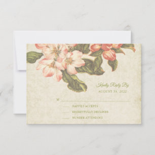 Vintage Apple Blossom Wedding RSVP Card