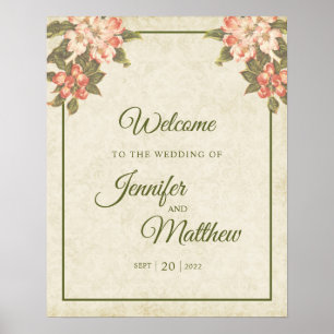 Vintage Apple Blossom Wedding Welcome Sign