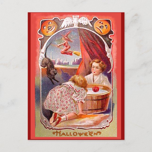 Vintage Apple Bobbing Art Cards and Postcards (Front)