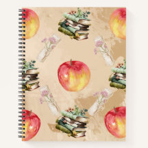 Vintage Apple & Book Pattern – Cosy Fall Vibe