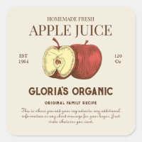 Vintage Apple Fruit Juice Custom Product Label