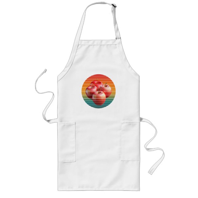 Vintage apple fruits heathy food  long apron (Front)