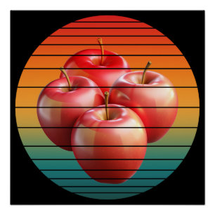 Vintage apple fruits heathy food poster