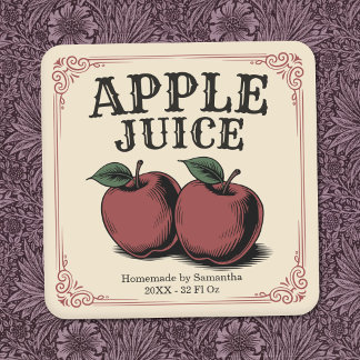 Vintage Apple Juice Label Sticker