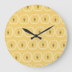 Vintage Apple Pattern: Wallpaper Design. Large Clock
