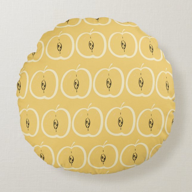 Vintage Apple Pattern: Wallpaper Design. Round Cushion (Front)