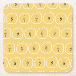Vintage Apple Pattern: Wallpaper Design. Square Paper Coaster