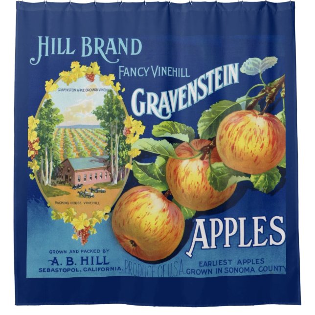 Vintage Apple Shower Curtain (Front)