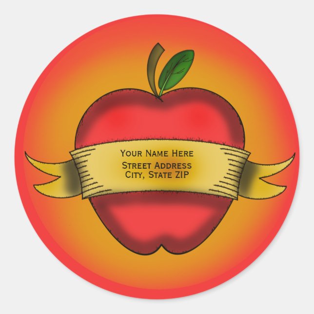 Vintage Apple Tattoo Address Label (Front)