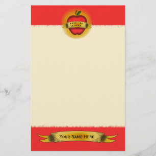 Vintage Apple Tattoo Teacher Stationery
