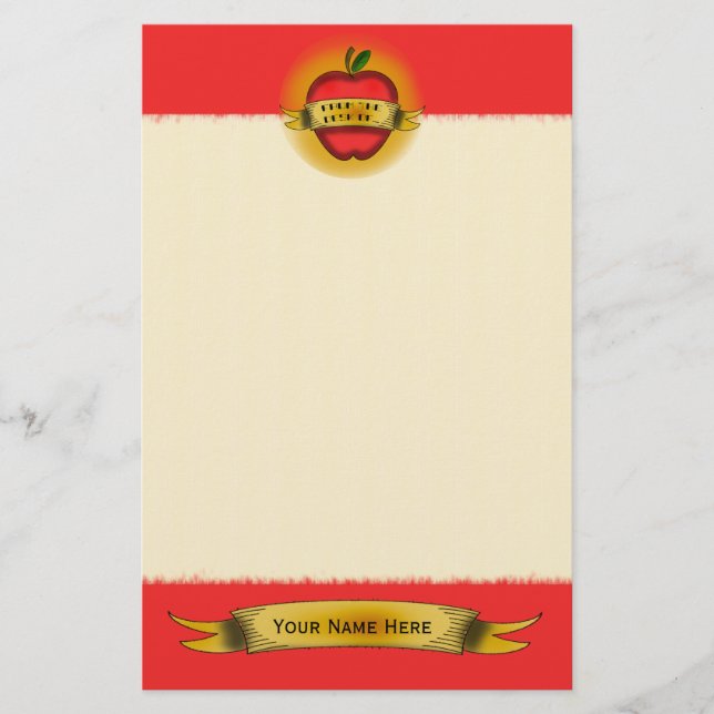 Vintage Apple Tattoo Teacher Stationery (Front)
