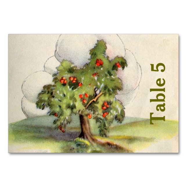 Vintage Apple Tree Table Number (Front)