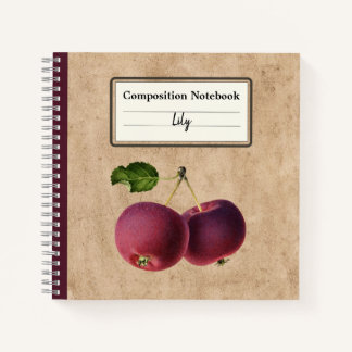 Vintage Apples on a Twig Personalised Composition Notebook