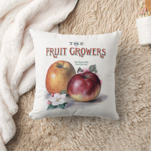 Vintage Apples with Flowers The Fruit Growers Cushion