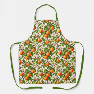 Vintage Apricot Botanical Floral Pattern Apron