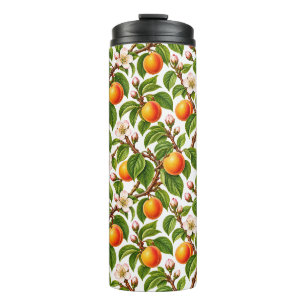 Vintage Apricot Botanical Floral Pattern Thermal Tumbler