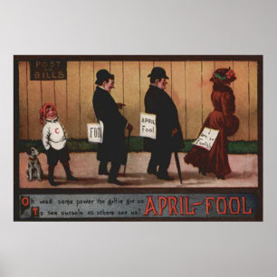 Vintage April Fool's Day Sign On Back Dog