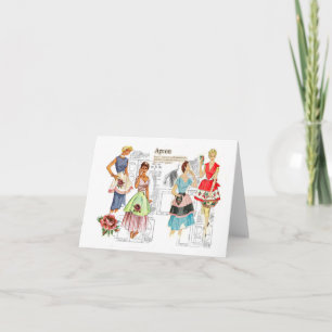 Vintage Apron Sewing Pattern Note Card