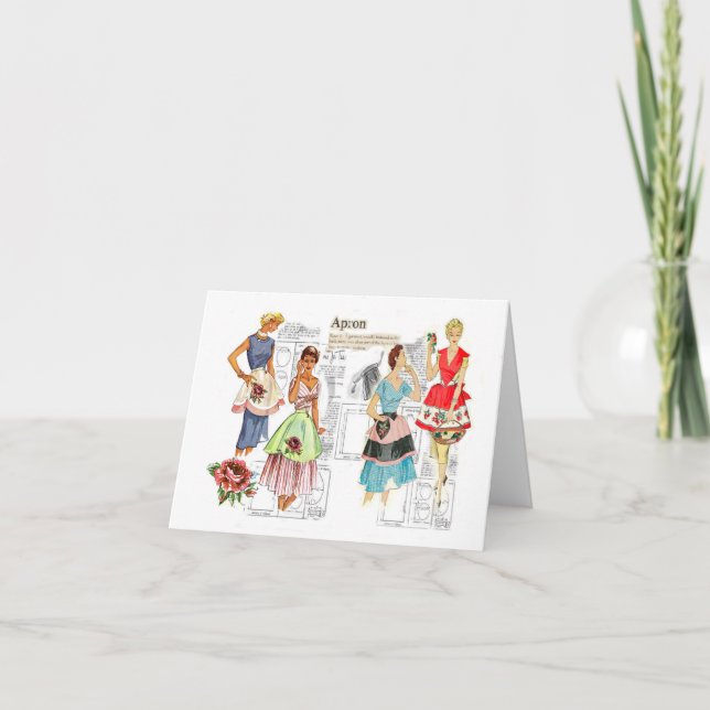 Vintage Apron Sewing Pattern Note Card (Front)