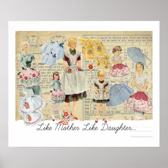 Vintage Apron Sewing Pattern Poster art (Front)