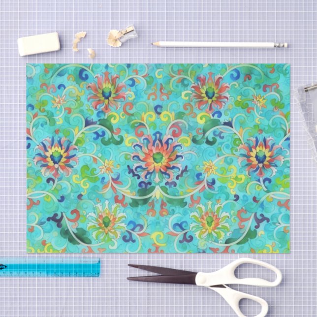 Vintage Aqua Art Tissue Paper (Craft)