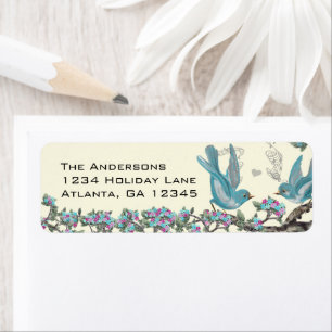 Vintage Aqua Birds Hot Pink & Aqua Flower Labels