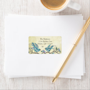 Vintage Aqua Birds Hot Pink & Aqua Flower Labels