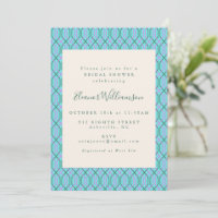 Vintage Aqua Blue Lines Pattern Bridal Shower