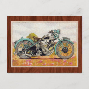 Vintage Aqua Blue Motorcycle Print Postcard