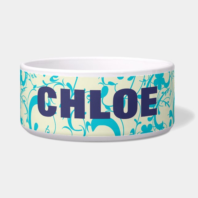 Vintage Aqua Blue Scrolls Flourishes Personalised (Front)