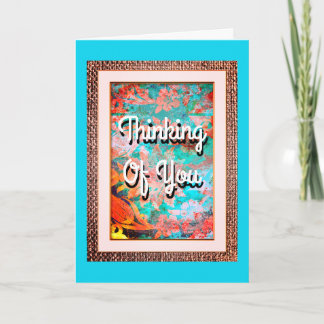 Vintage Aqua Blue Thinking of You Greeting Card