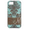 Vintage Aqua Damask Pattern with Monogram