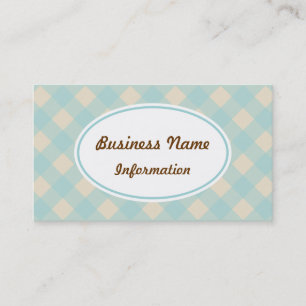 Vintage Aqua Gingham Business Card