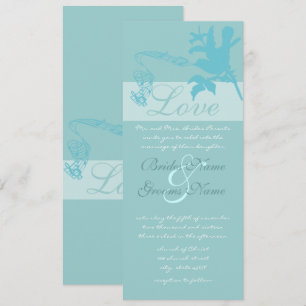 Vintage Aqua Love Bird  Wedding Invitation