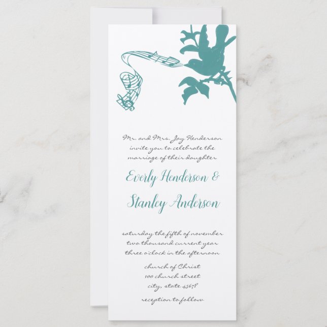 Vintage Aqua Love Bird  Wedding Invitation (Front)