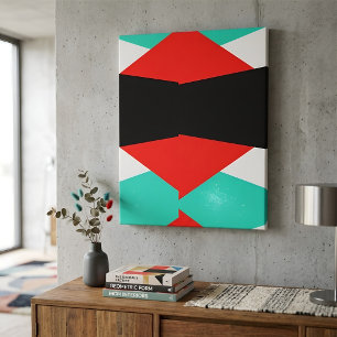Vintage Aqua red and black Aesthetic colour block Canvas Print