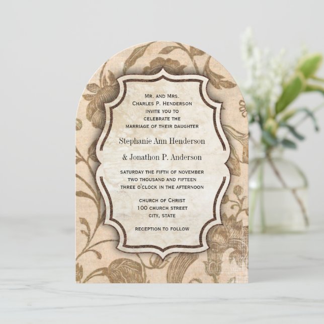 Vintage Aqua Red Love Bird Pattern Wedding Invitation (Standing Front)