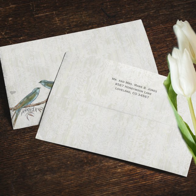 Vintage Aqua Teal Bird Envelopes (Creator Uploaded)