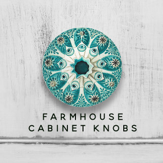 Vintage Aqua Teal Marine Tunicate Illustration 🌀✨ Ceramic Knob