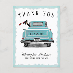 Vintage Aqua Truck 2025 Graduation Thank You Postcard
