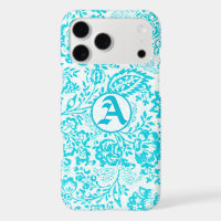 Vintage Aqua Turquoise Damask Personalised iPhone