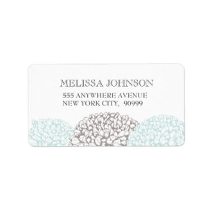 Vintage Aqua Zinnia Flower Address Labels