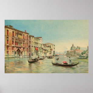 Vintage aquarelle Venice Grand Canal Poster
