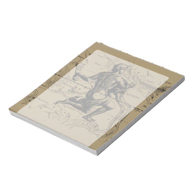 Vintage Aquarius Constellation by Hevelius 1690 Notepad (Rotated)