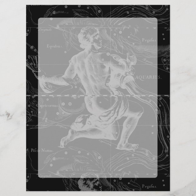 Vintage Aquarius Constellation Hevelius circa 1690 (Front)