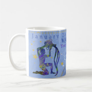 vintage Aquarius zodiac sign  blue personalised Coffee Mug