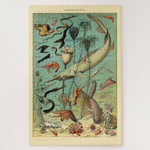 Vintage Aquatic Life by Adolphe Millot Jigsaw Puzzle